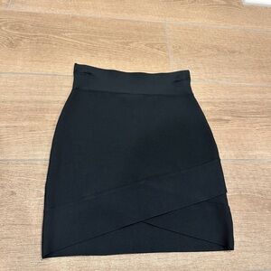 BCBGMaxAzria Black Layered Pencil Mini Skirt